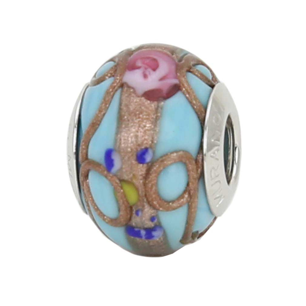 sterling silver flower vase of glassofvenice murano glass sterling silver fiorato aqua charm bead in categories