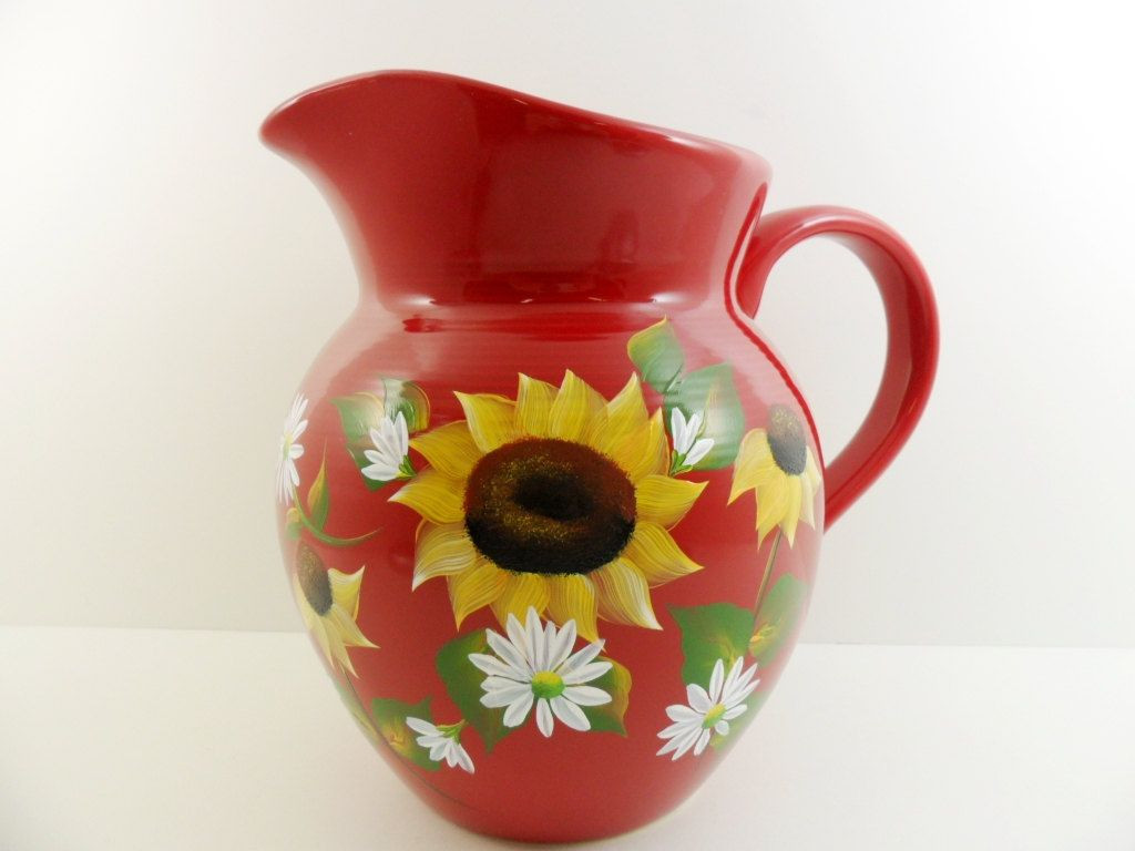 16 Best Sunflower Ceramic Vase 2024 free download sunflower ceramic vase of pitcher red ceramic flower vase hand painted sunflowers best with pitcher red ceramic flower vase hand painted by paintingbyelaine 38 00 via etsy