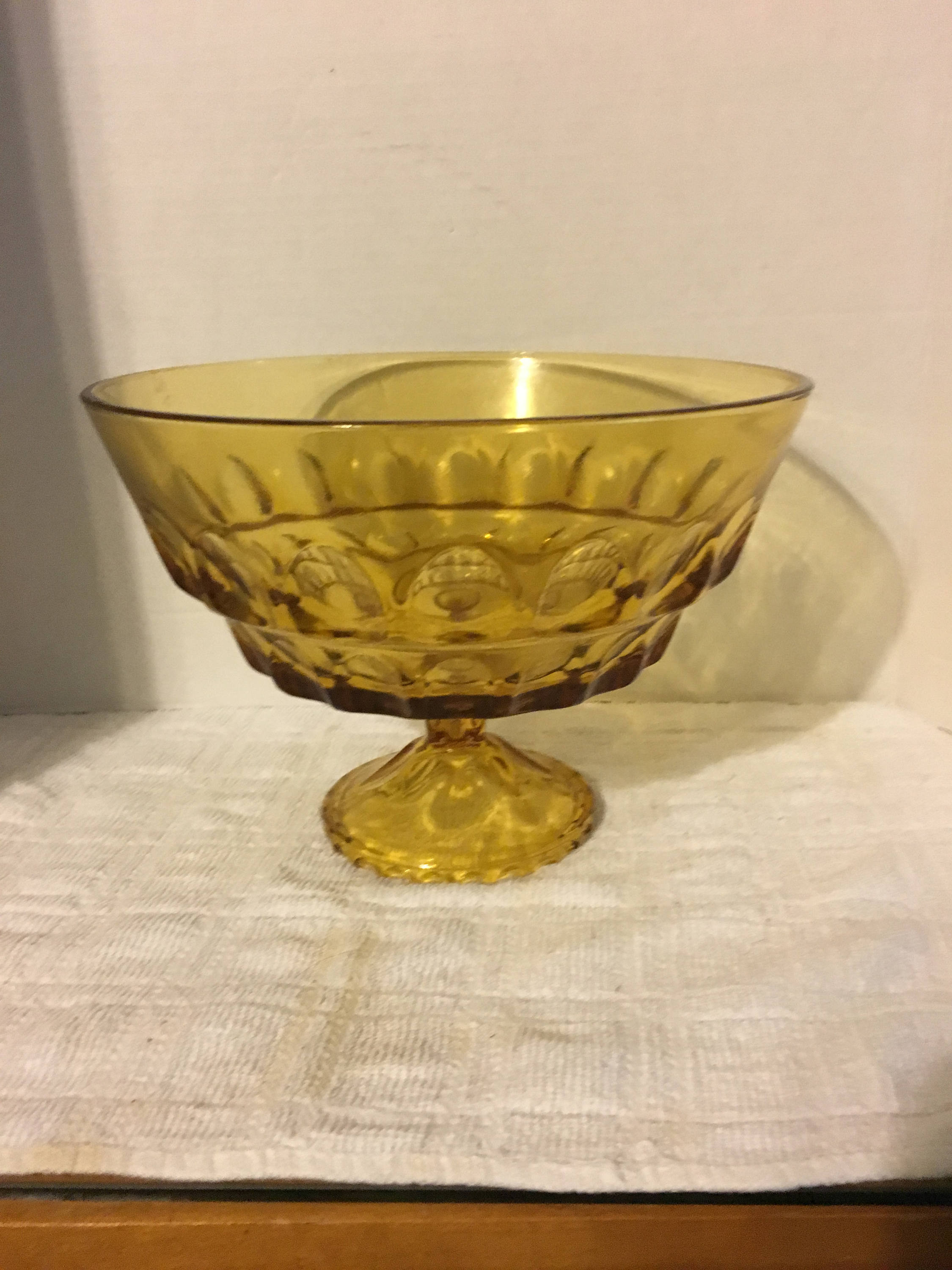 tall clear glass pedestal vase of vintage amber glass pedestal fruit bowl etsy for dzoom