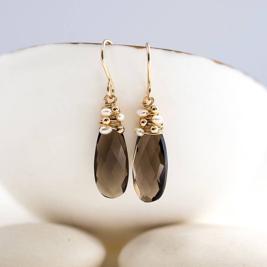 10 Fashionable Tall Skinny Gold Vases 2024 free download tall skinny gold vases of smoky quartz long drop earrings by sarah hickey notonthehighstreet com with smoky quartz long drop earrings