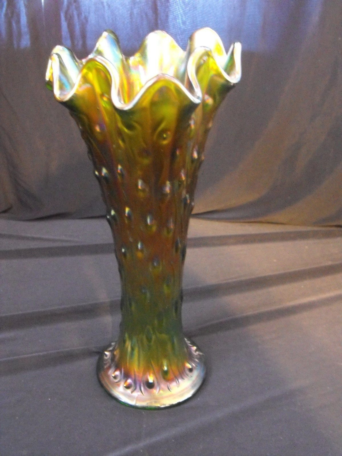 thin glass vase of northwood carnival glass tree trunk green irridescent ebay intended for northwood carnival glass tree trunk green irridescent ebay