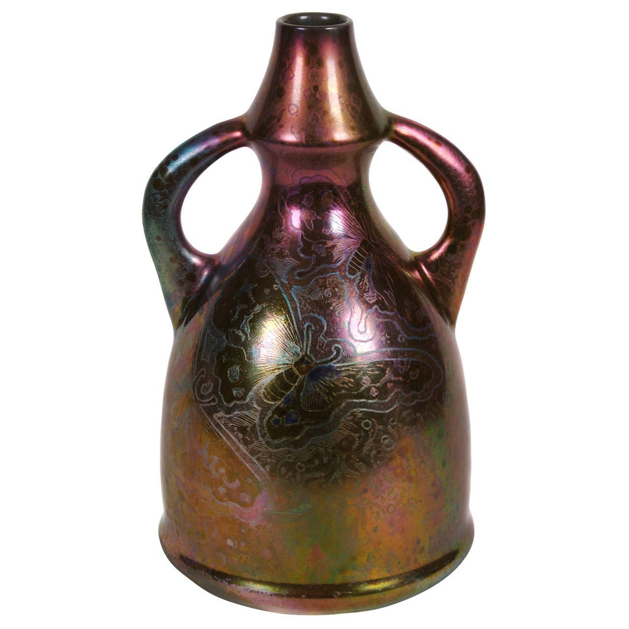 tiffany vases for sale of french art nouveau period ceramic vessel by frederic danton circa regarding for sale on french art nouveau period two handled ceramic vessel by frederic danton circa wonderful iridescent glaze with butterfly motif