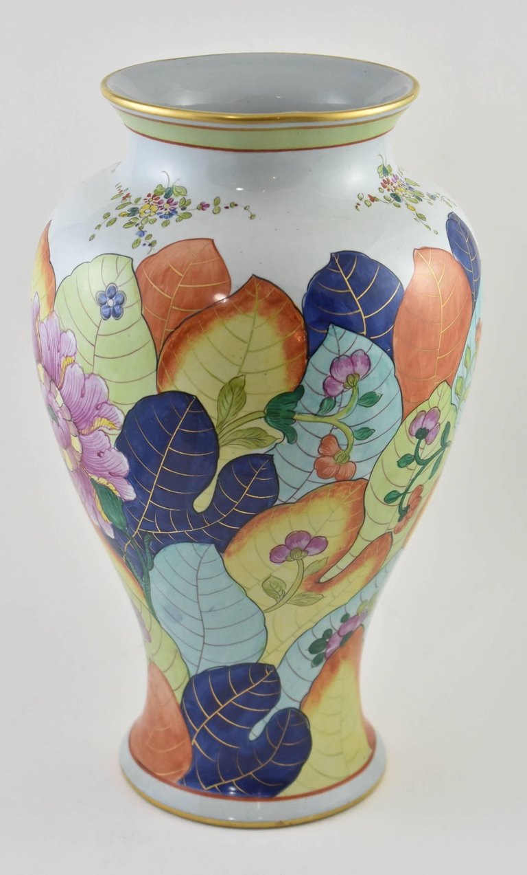 24 Fashionable tobacco Leaf Vase 2024 free download tobacco leaf vase of hand painted italian vase in the tobacco leaf pattern attributed to with hand painted italian vase in the tobacco leaf pattern attributed to mottahedah in good condition