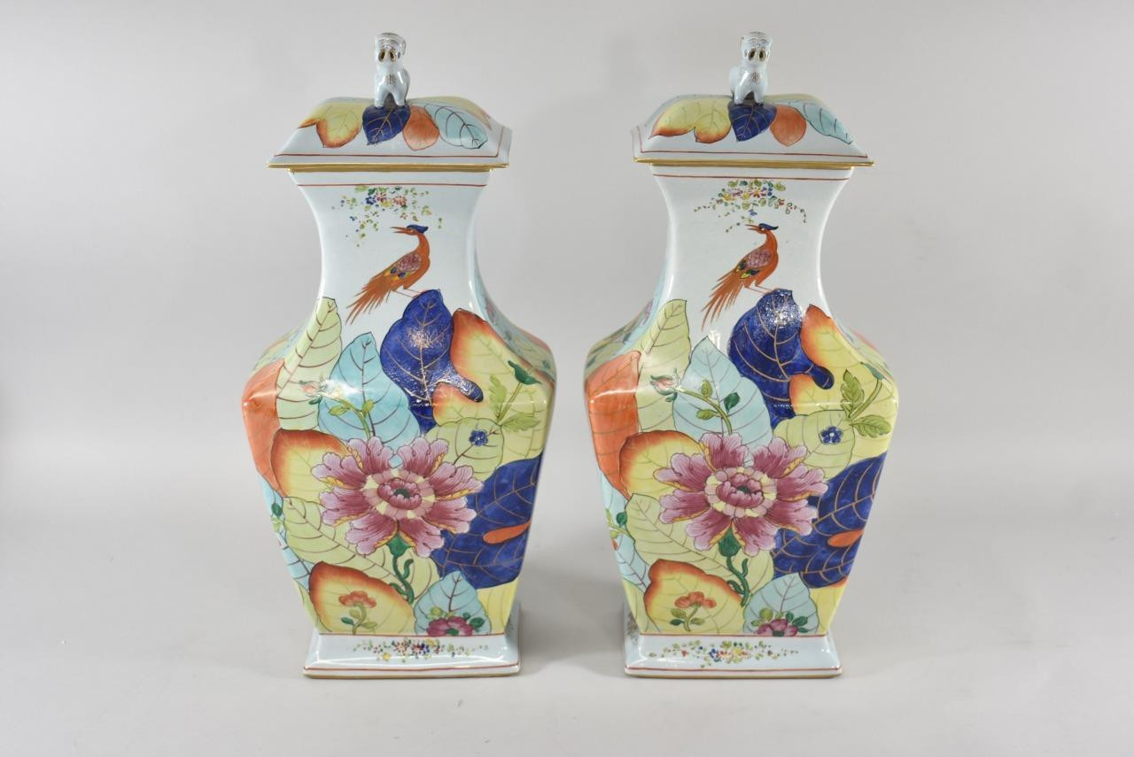 tobacco leaf vase of pair of tobacco leaf vases urns lowestoft reproduction created by regarding 1 of 8only 1 available pair of tobacco leaf vases urns lowestoft reproduction created by mottahedeh