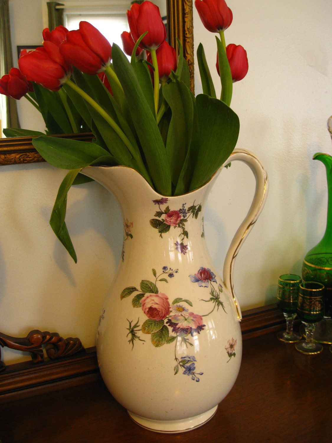24 Best Tulip Vase for Sale 2024 free download tulip vase for sale of fall sale large vintage flowery ceramic wash basin pitcher 18 00 inside fall sale large vintage flowery ceramic wash basin pitcher 18 00 via etsy