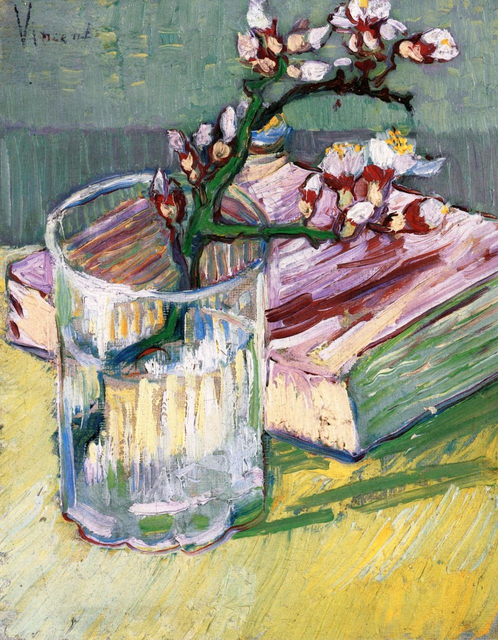 Van Gogh Vase with Cornflowers and Poppies Of Still Life A Flowering Almond Branch 1888by Vincent Van Gogh Throughout Van Gogh Still Life Almond Branch 1888 Mas
