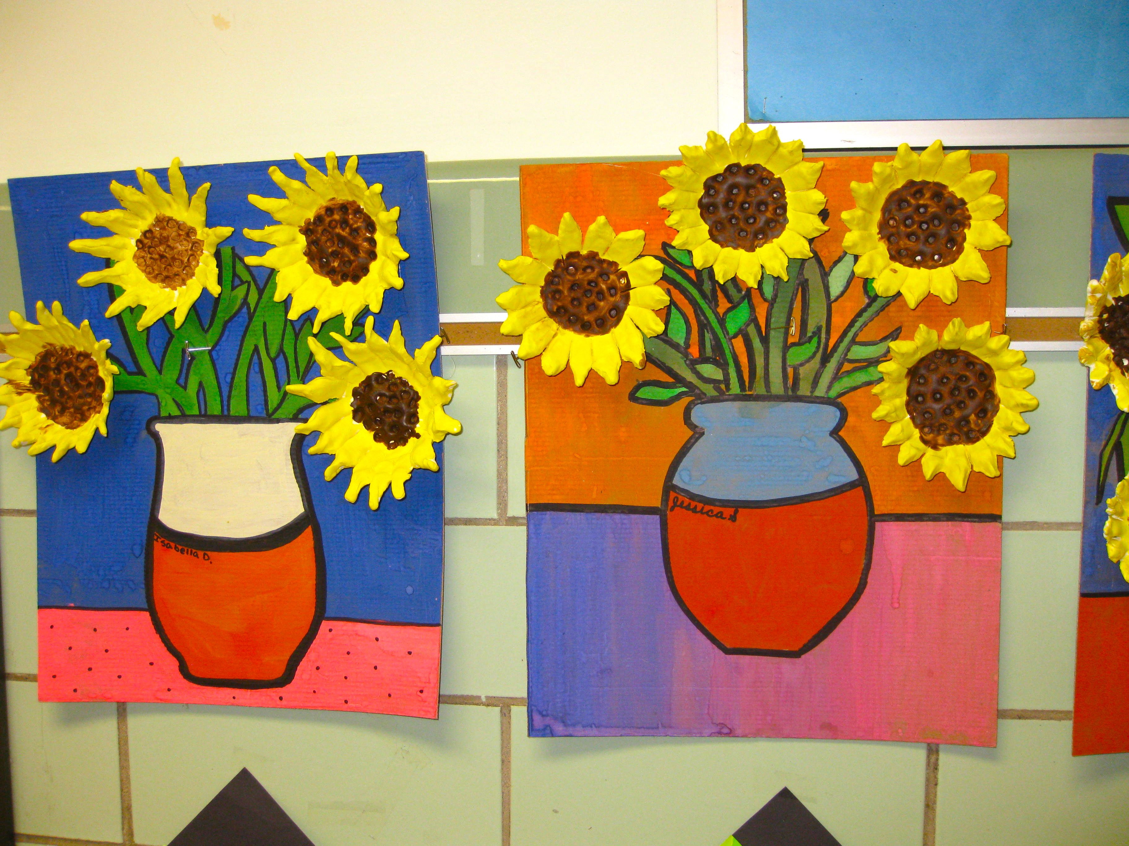 vase with flowers vincent van gogh of more of the wonderful clay relief van gogh sunflowers gr 5 in more of the wonderful clay relief van gogh sunflowers gr 5