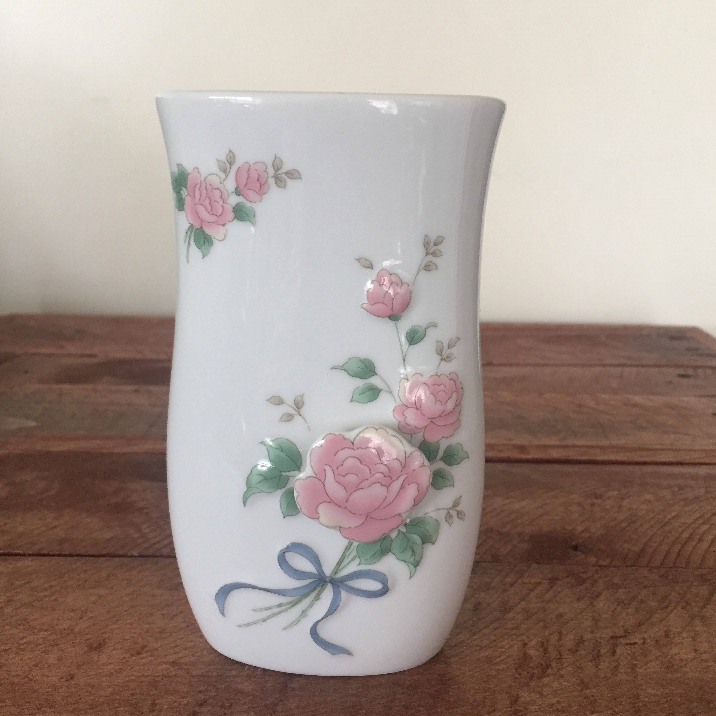 15 Great Vintage Japanese Bronze Vase 2024 free download vintage japanese bronze vase of vintage floral vase with pink flowers green leaves and blue etsy in dc29fc294c28ezoom