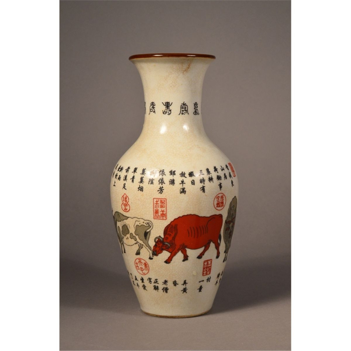 Vintage Japanese Cloisonne Vase Of Chinese Porcelain Vase Iron Red Qianlong Mark Regarding 11258378 1