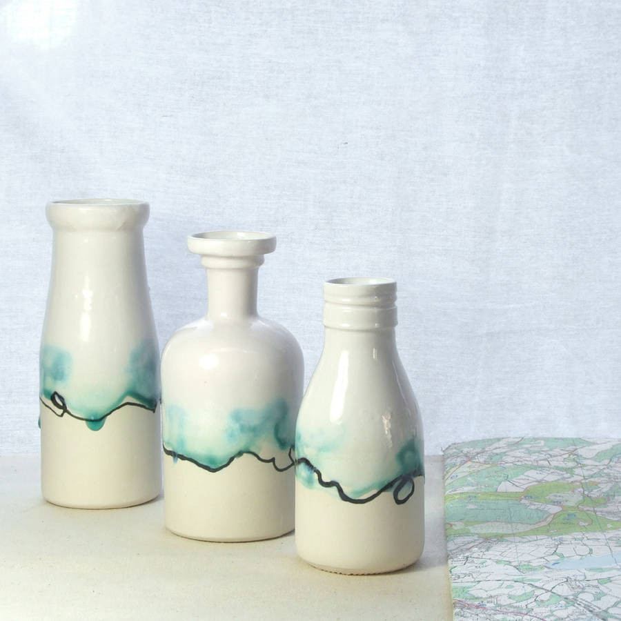17 attractive Vintage Milk Bottle Vases 2022 free download vintage milk bottle vases of milk bottle vase with landscape painting by helen rebecca ceramics with regard to milk bottle vase with landscape painting
