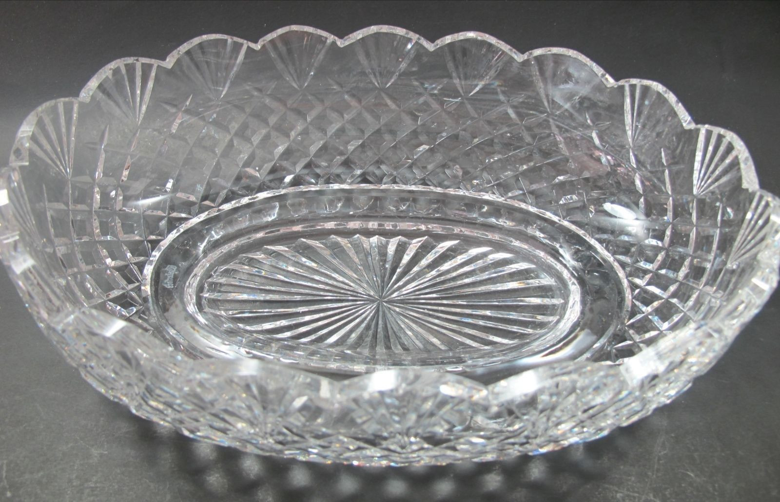 waterford cut crystal vase of signed waterford cut glass oval shape bowl hand cut in ireland 11 regarding signed waterford cut glass oval shape bowl hand cut in ireland 11 long 3 5 high 7 5 wide and weighs 4 75 lbs in like mint condition no chips cracks or