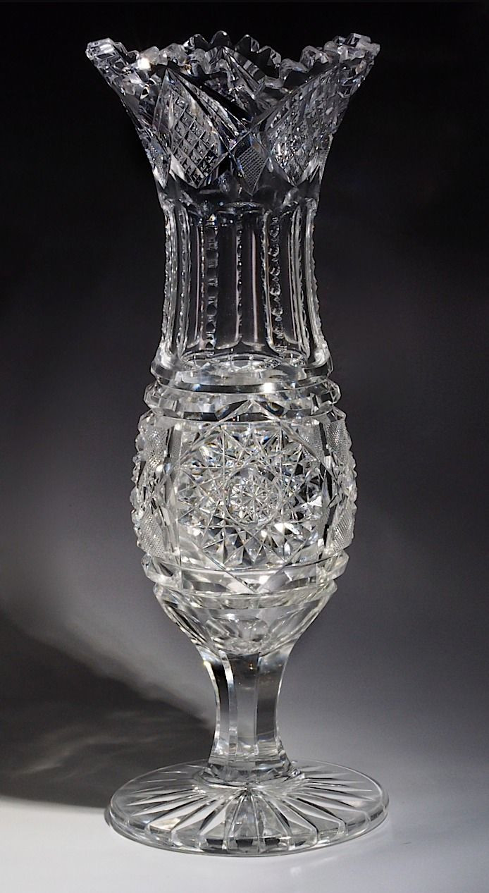 Waterford Lismore Flared Vase Of American Brilliant Cut Glass Vase Pattern Name is Ivy which is Intended for American Brilliant Cut Glass Vase Pattern Name is Ivy which is Featured In J D Bergens Reprint Catalog Pg 32 9 3 4 Tall X 3 5 8 Wide 0258