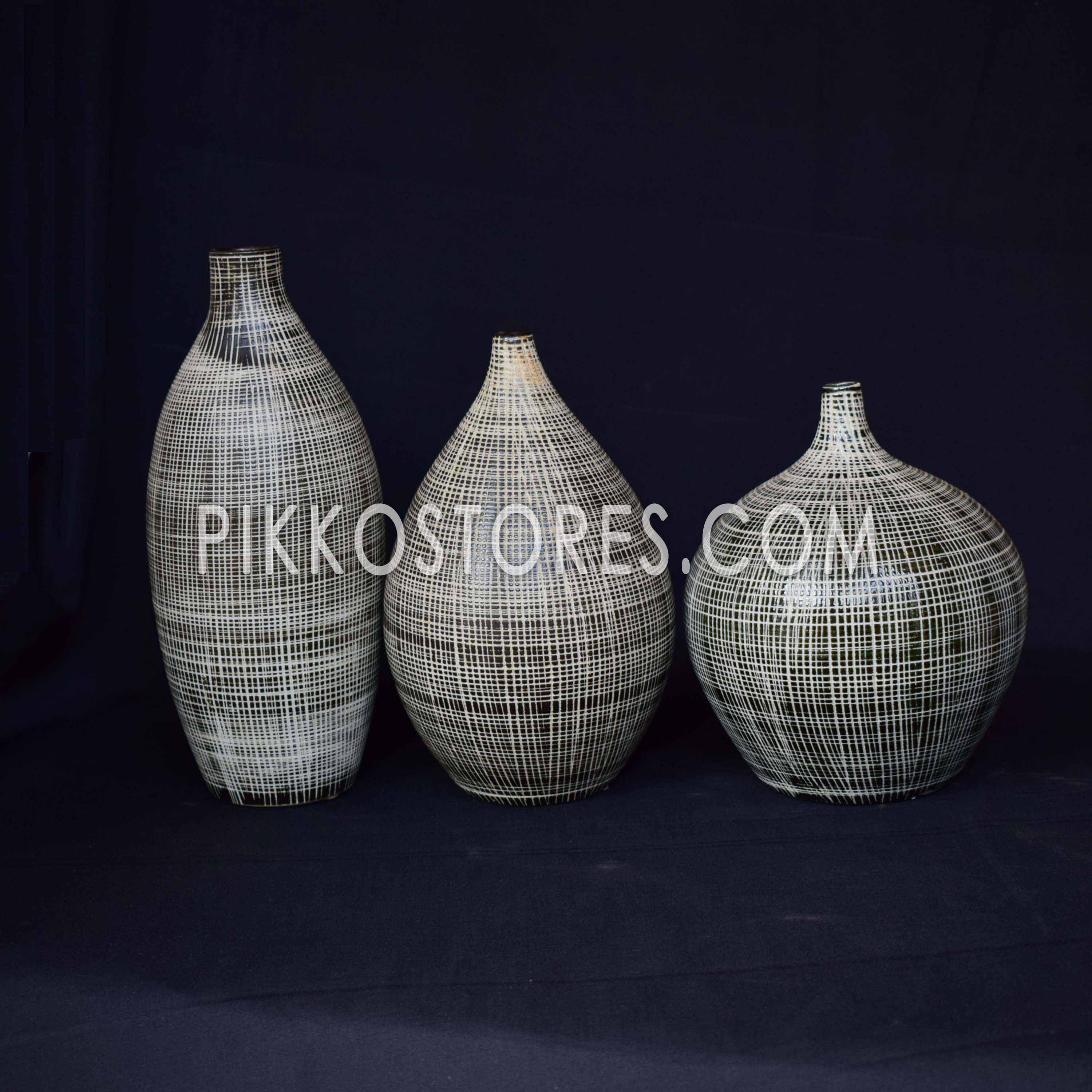 White Ceramic Vase Set Of Decoration Vases3pcs Pikko Stores Throughout From Local Seller