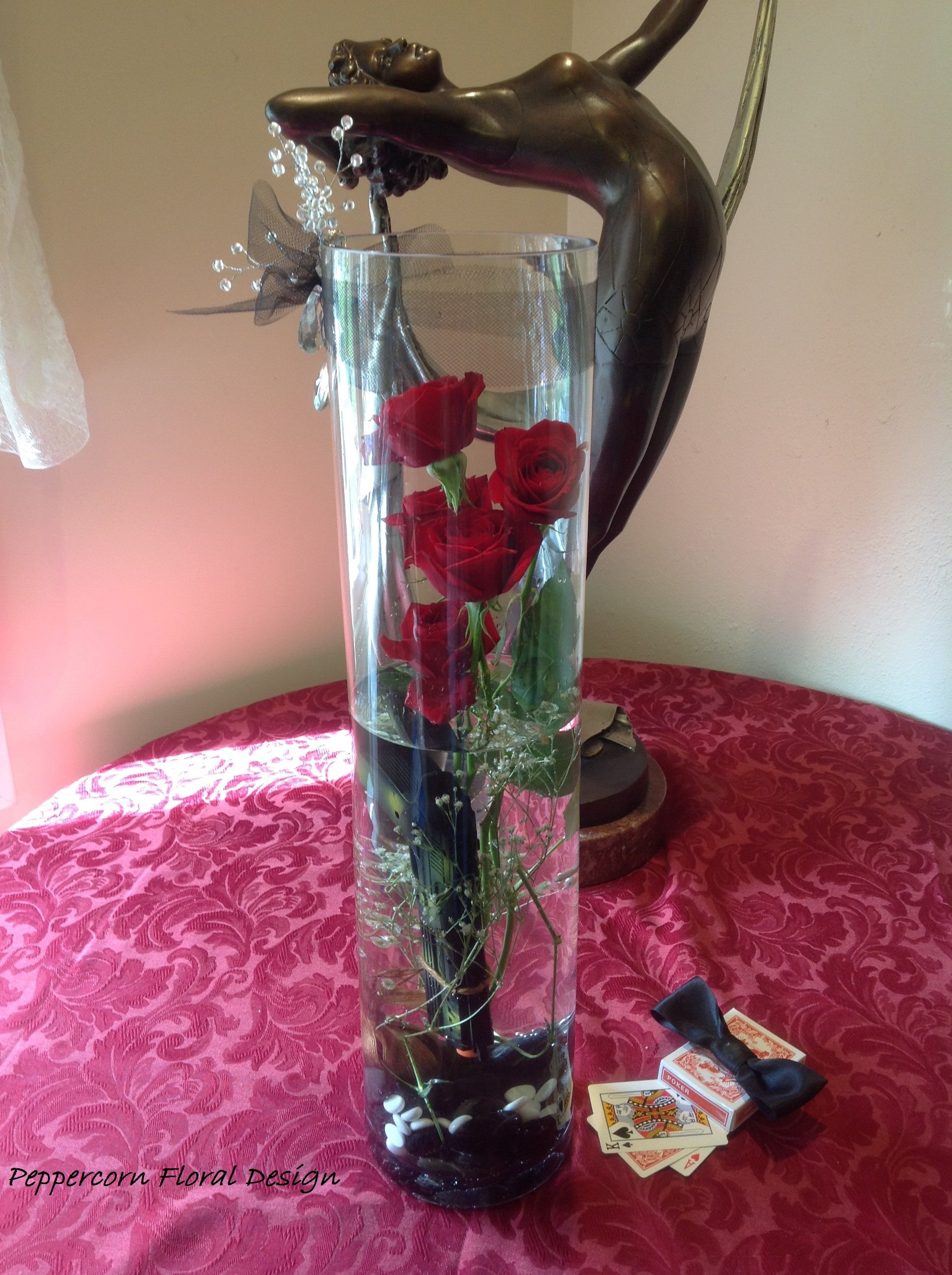 white cylinder vase of art deco lady bronze statue with glass cylinder vase flower intended for art deco lady bronze statue with glass cylinder vase flower arrangement for red black and white gangster theme murder mystery party add cards and bow tie