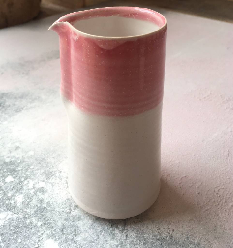 White Jug Vase Of Hand Thrown Jugs by Glosters Pottery Notonthehighstreet Com Throughout White with Pink Rim
