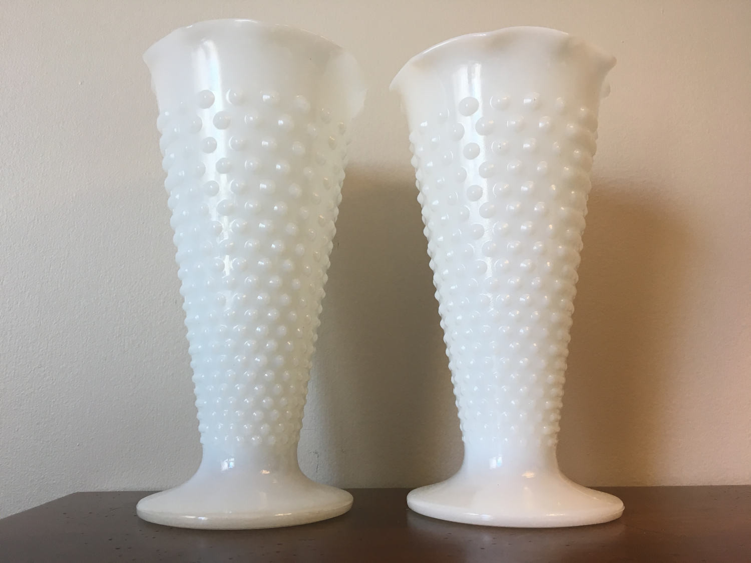 white milk glass hobnail vase of pair of milk glass hobnail vases fire king white ruffled in dzoom
