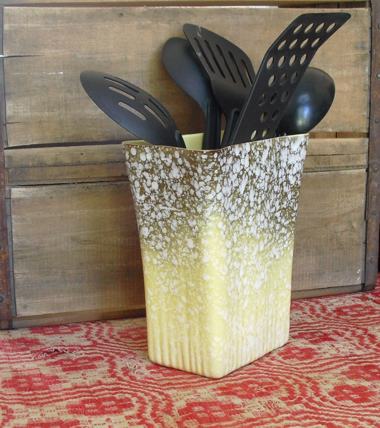 wooden vase holder of vintage yellow speckled vase usa mid century ceramic vase kitchen within vintage yellow brown and white speckled usa vase mid century ceramic vase 8