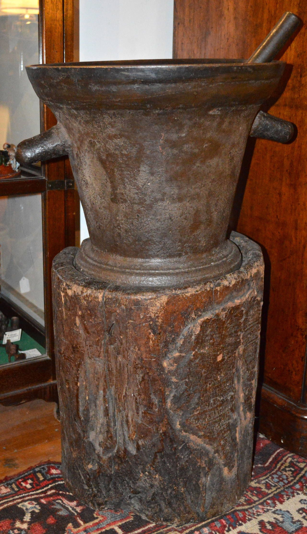 15 Popular Wrought Iron Vase 2024 free download wrought iron vase of 18th century cast iron mortar and pestle mounted on stump in 18th century cast iron mortar and pestle mounted on stump image 2